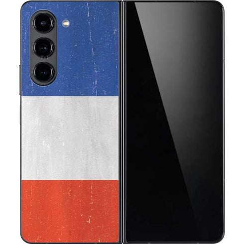 French Flag Distressed Galaxy Z Fold5 5G Skin